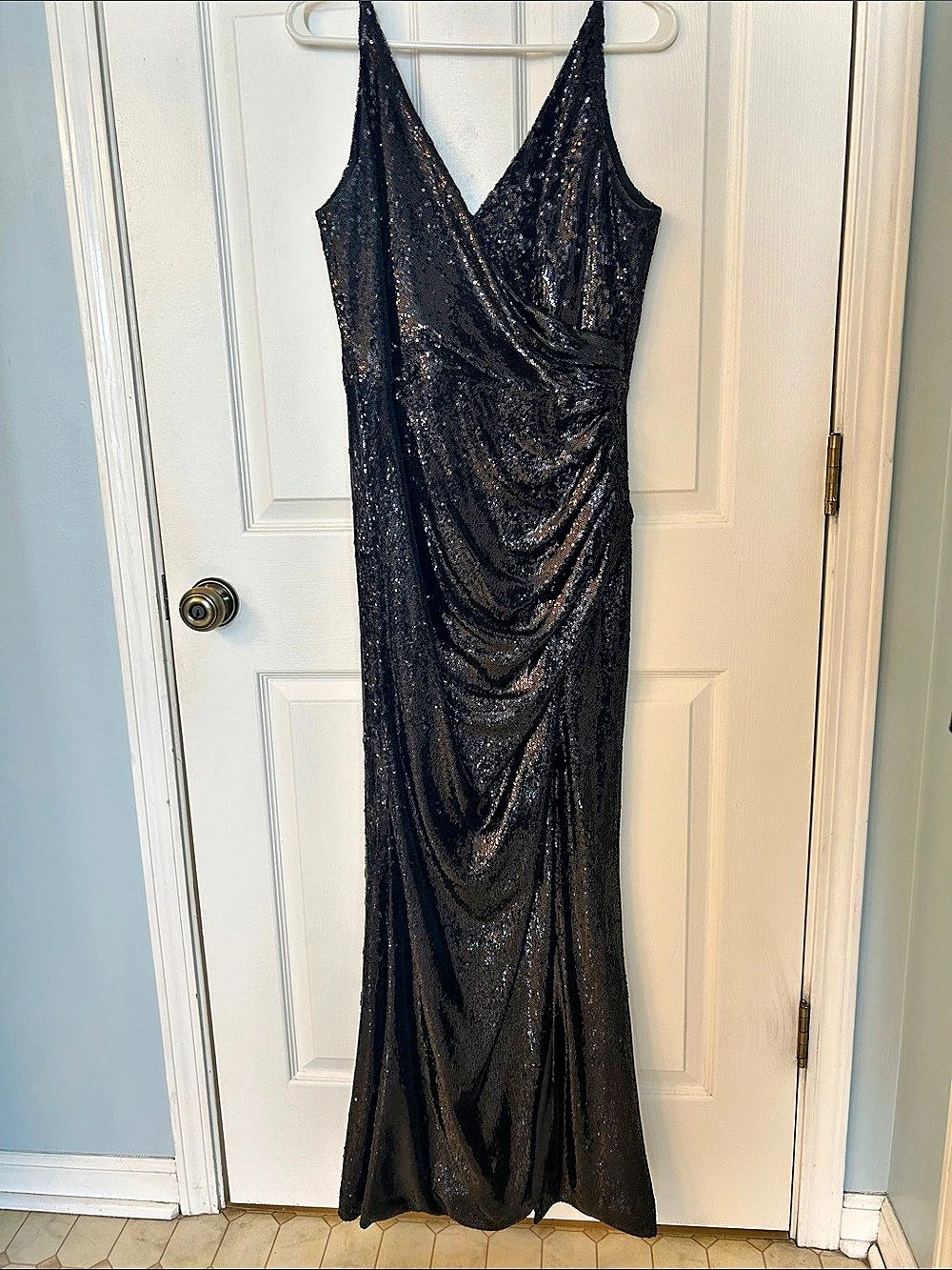 Dress the Population Sequin Draped Dress in Black